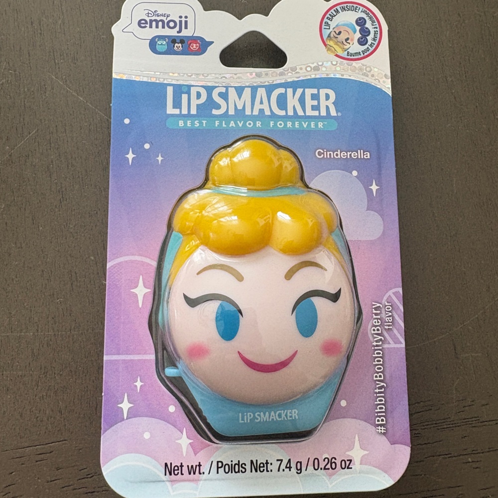 New- Lip Smacker Disney Cinderella Emoji Lip Balm, Bibbity Bobbity Berry Flavor